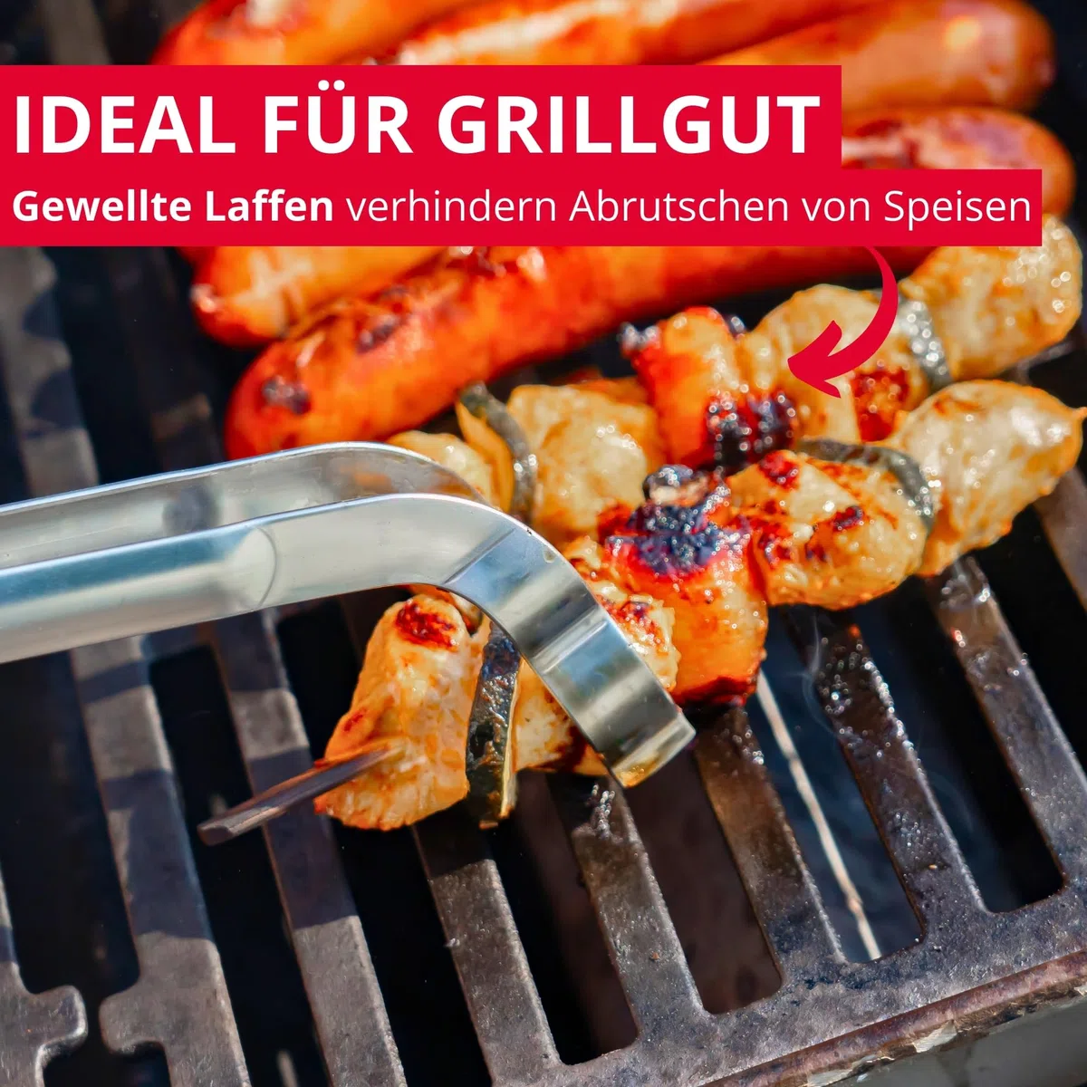 Westmark Grillzange gebogen, hochwertige Barbecuezange, spülmaschinengeeignet, rostfreier Edelstahl, Länge: 33,9 cm, Silber, 12742270