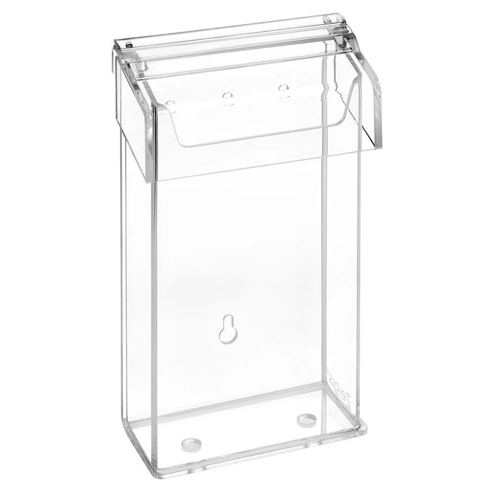 Zeigis DIN Lang Prospektbox / Prospekthalter / Flyerhalter im Hochformat, wetterfest, für Außen, mit Deckel, aus glasklarem Acrylglas