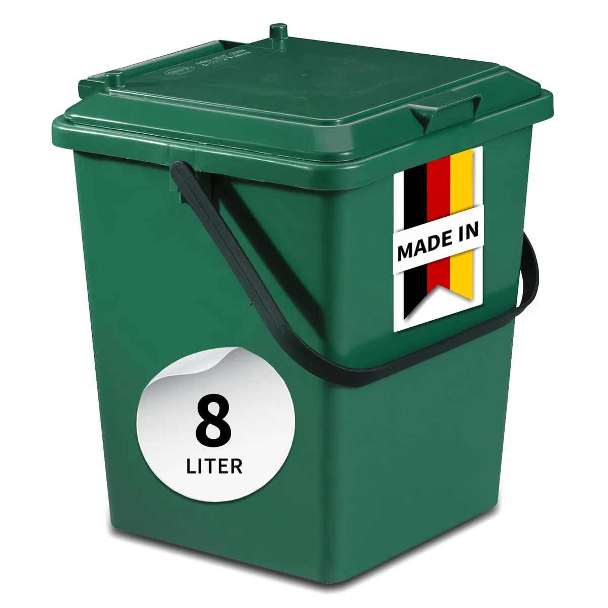 GARANTIA Bio-Eimer 8 Liter grün - Biomülleimer Küche, Komposteimer Küche, Bio Mülleimer, Komposter, Abfall & Recycling, Küchenabfalleimer, Biomüll, Biomülleimer Küche Klein, Kompost, Bioeimer