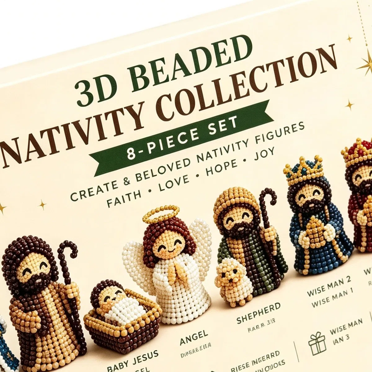 Generisch DIY Christian Beading Kit, Christliche Krippenfiguren Bastelsets Mits Perlen, handgefertigtes 3D-Perlen-Kunst-, Für Männer Frauen Erwachsene Papa Ehefrau Ehemann Freunde