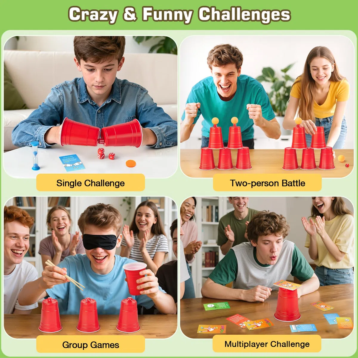 Partyspiele für Erwachsene und Kinder, Verrückte Spiel, Brettspiel mit 167 Vielfältigen Herausforderungen, Gesellschaftsspiele ab 8+ Jahre Familienspiele Lustige Geschenke für Jungen und Mädchen