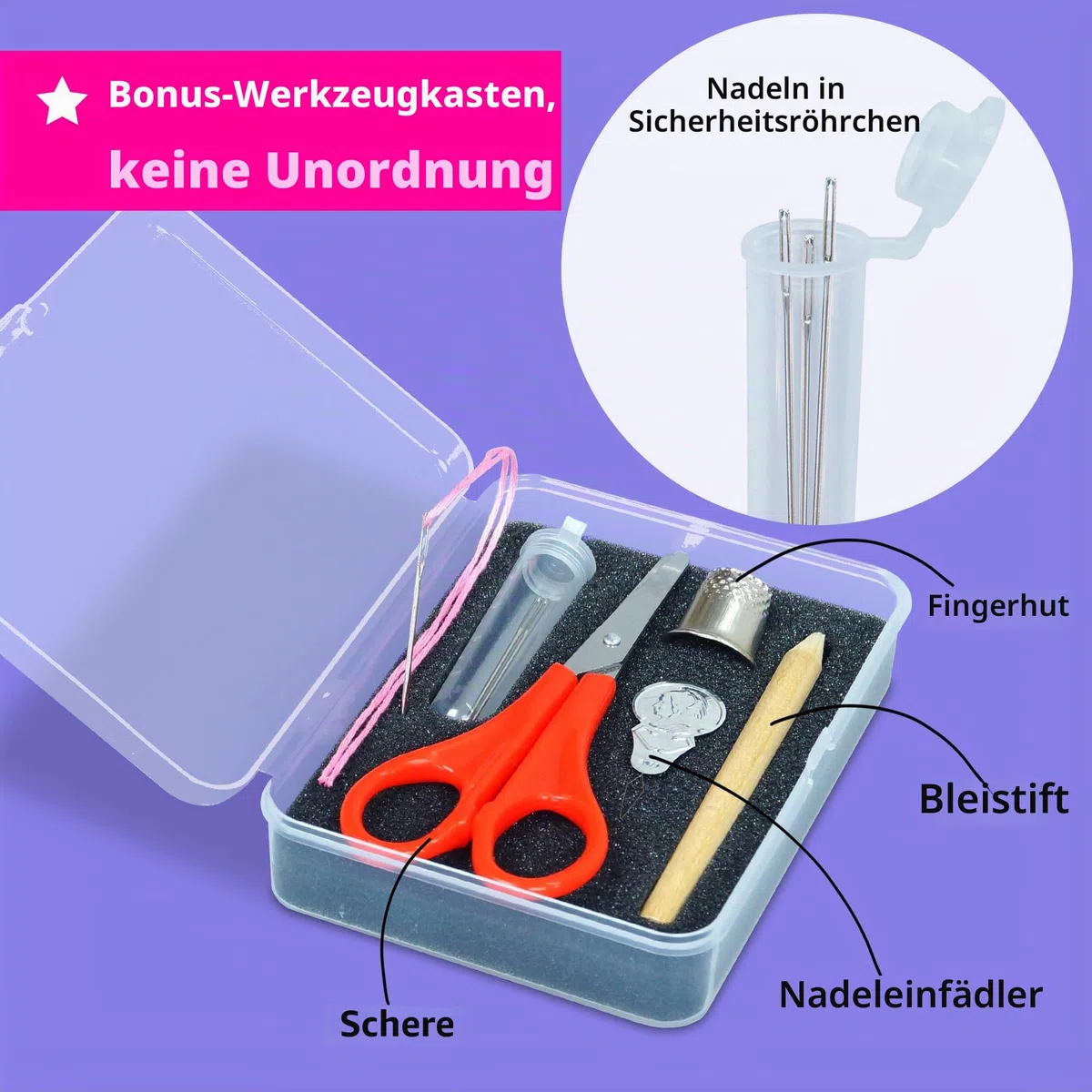 KRAFUN Mein erstes Stickset für Anfänger, Kinder und Jugendliche, einfache Stickmuster, Handstickerei-Set enthält Reifen, Tuch, Anleitung für Stiche, Anfänger-Stickset für Erwachsene
