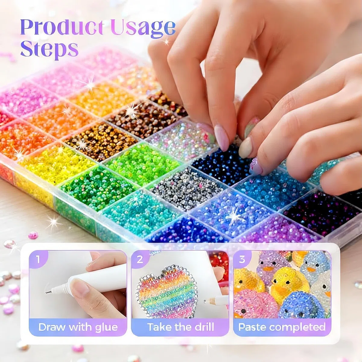 Strasssteine Set - 32000 Teiliges Glitzersteine zum Basteln, 40 Farben Bedazzler Kit with Glue, 3mm Rhinestones für Basteln Nägel Textilien Diamond Painting (A)