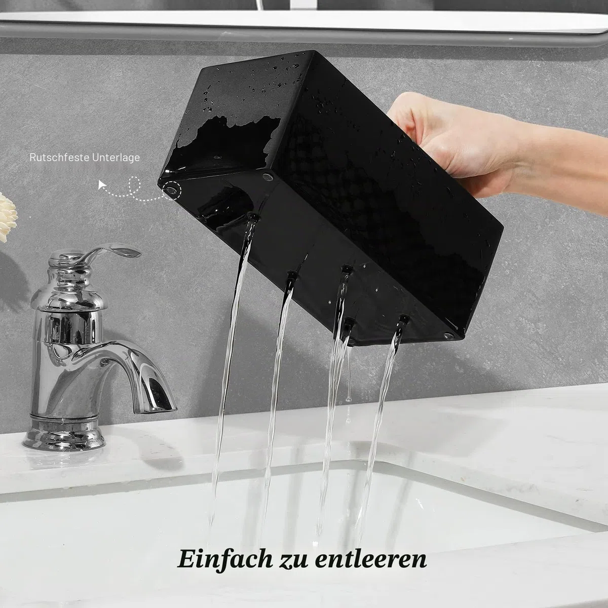 Luxspire Elektrische Zahnbürstenhalter, 5 Fächer Harz Zahnbürstenhalterung Zahnputzhalter Kinder Zahnbürsten Organizer Badezimmer für Zahnbürste Bürstenkopf Zahnpastaständer Badezimmer Caddy, Schwarz