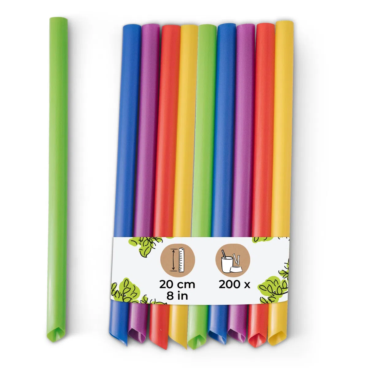 BIOZOYG Bubble Tea Strohhalme 200 Stück 20 cm Ø 1,2 cm bunt - Strohhalme wiederverwendbar Trinkhalme mit Spitze - Extra Breite Fruchtperlen Tapioka Perlen Strohhalme Kinder Slush Trinkhalme Straws