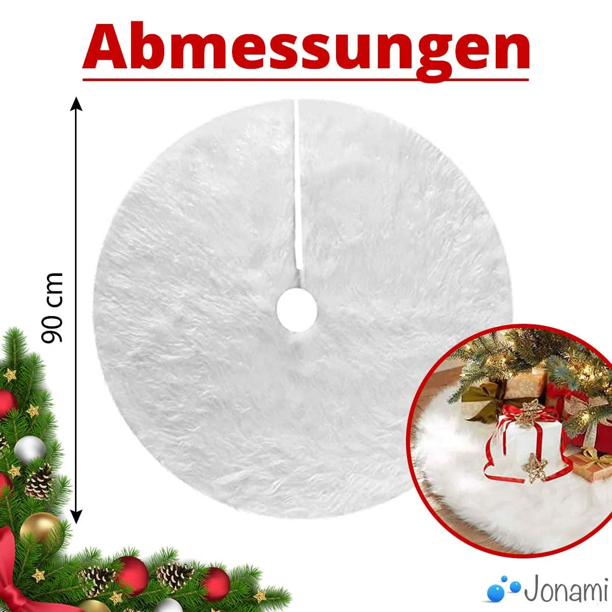 Weihnachtsbaum Decke Weiss, Weihnachtsbaumdecke Weihnachtsbaum Röck Runde - Ø 90 cm