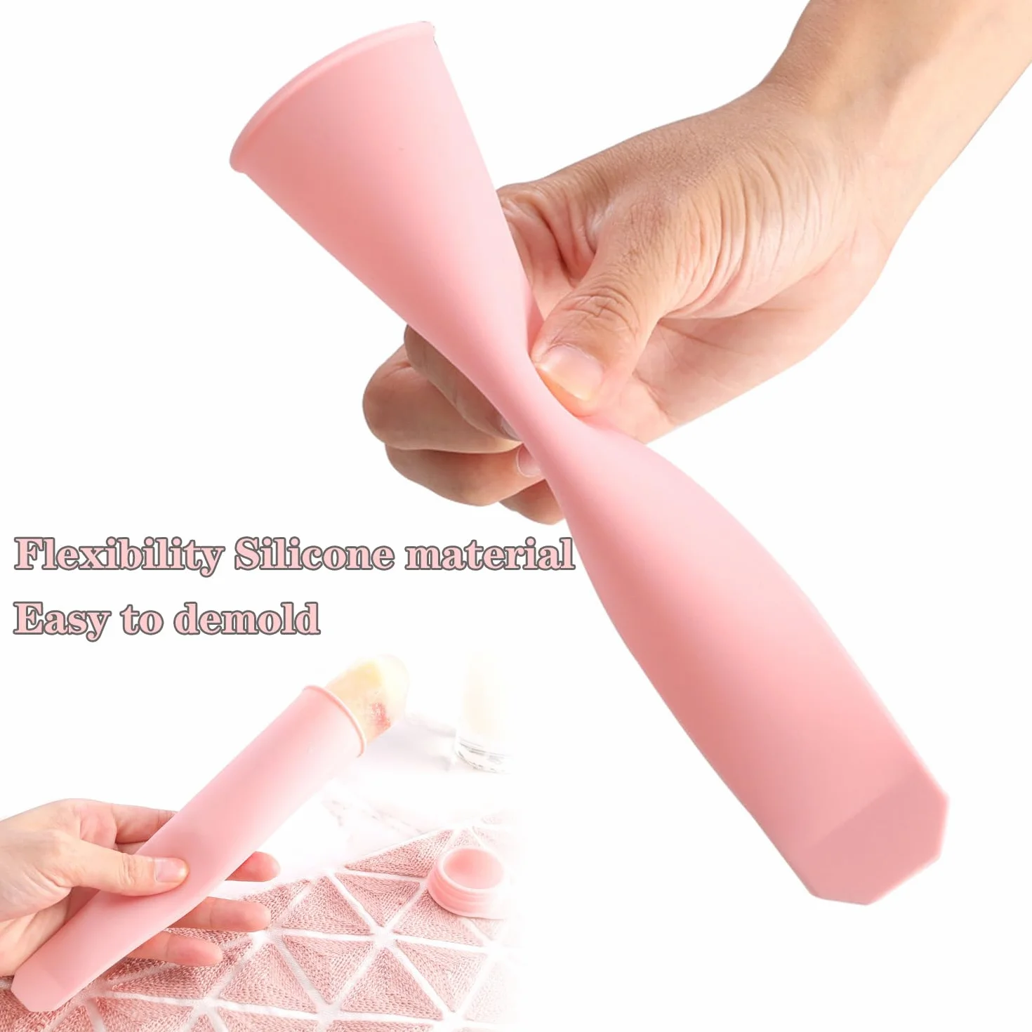 KEELYY Eisformen Silikon 8 Stück Eisformen eis am stiel Silikonform Eistüten mit Deckel, Wassereis Formen Tüten Wiederverwendbar Popsicle Eisform für Wassereis