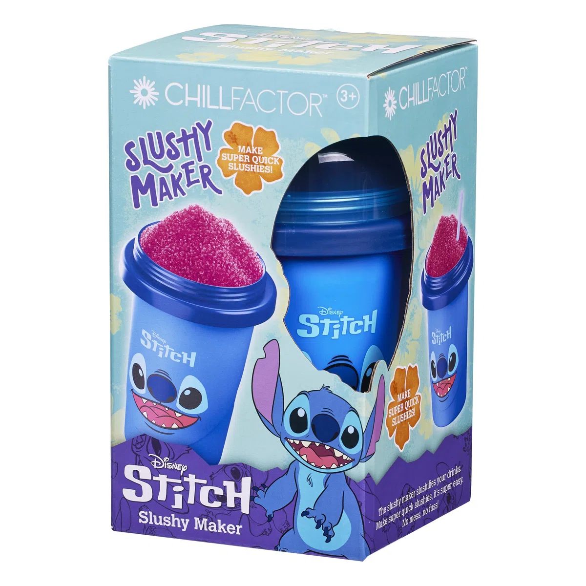 ChillFactor 08258 Disney Wiederverwendbare Squeeze Cup Maker mit Stitch Character Design, hausgemachte Slushies, Blau