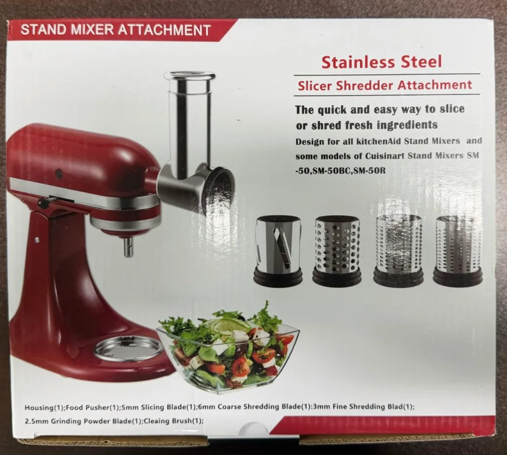 Slicer Shredder Aufsatz für Kitchenaid Standmixer | Edelstahl, Gemüseschredder, Käsereibe, Salatmacher, Chopper Mahlpulver Zubehör für Küchenhelfer