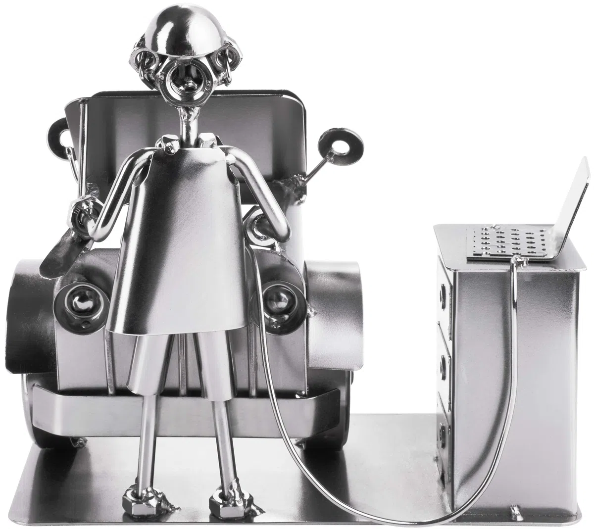 BRUBAKER Schraubenmännchen Automechaniker - Handarbeit Eisenfigur Metallmännchen - Metallfigur Geschenk für Mechaniker, KFZ-Mechatroniker, Tuner und Auto Bastler