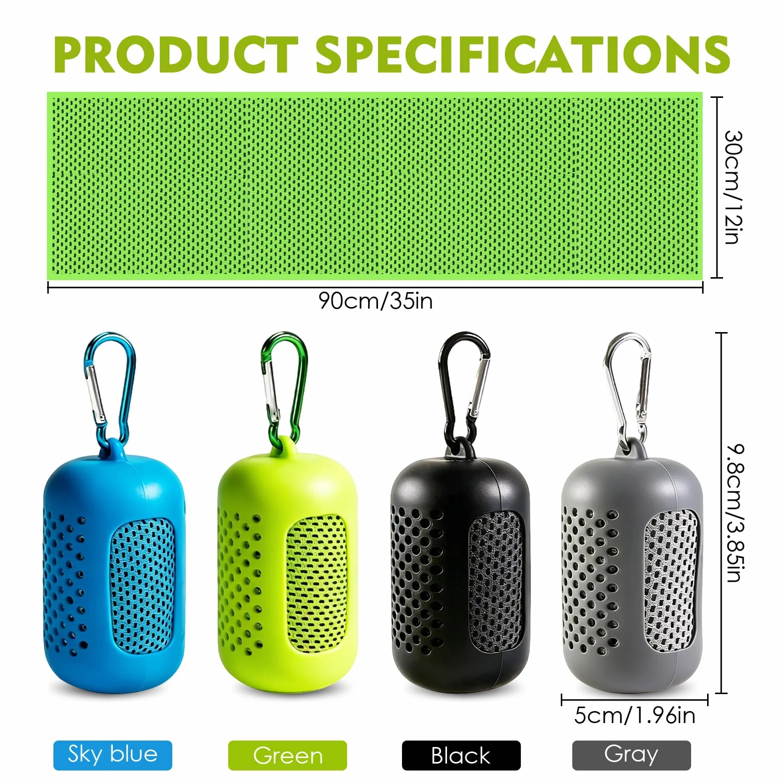 Kühlendes Handtuch 4er Set,Cooling Towel Mikrofaser Kühltuch Sporthandtuch Schnelltrocknend,Schnell kühlend mit Verdunstungskälte,Kühlhandtuch für Fitness Yoga Laufen Outdoor 30x90 cm mit Silikonhülle