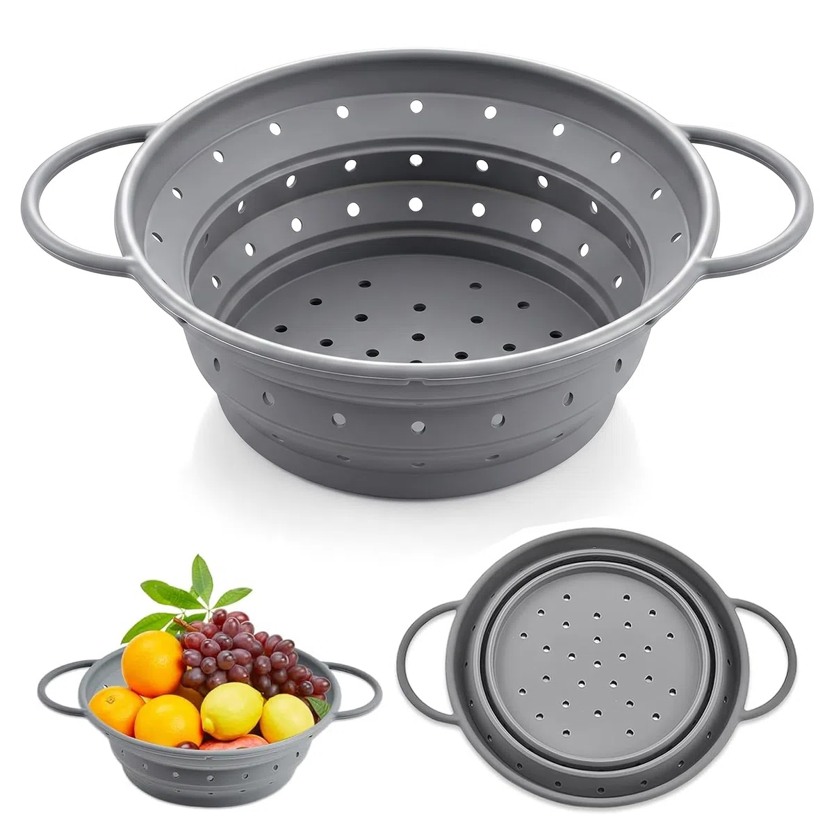 Nudelsieb Faltbar Abtropfkorb,28 Cm Faltbares Sieb,HitzebestäNdiger,Faltbarer Abtropfkorb,KüChenabtropfkorb Aus Silikon,Bpa-Frei,Geeignet FüR Obst Und GemüSe,HitzebestäNdig,SpüLmaschinenfest