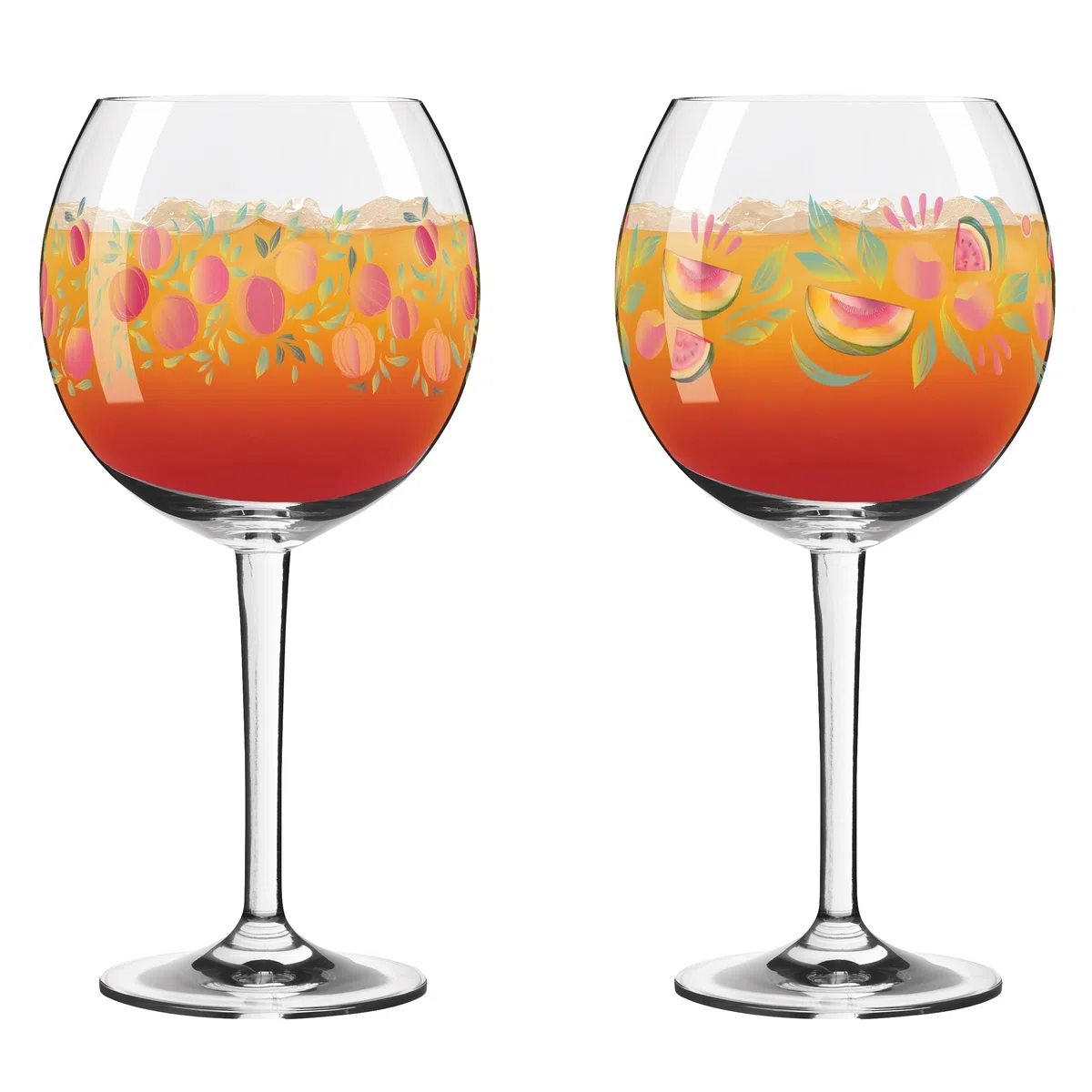 RITZENHOFF 6321001 Aperitif-Glas 500 ml - 2er-Set - Summer Breeze - für Cocktails, mit Frucht-Motiv bunt - Made in Germany