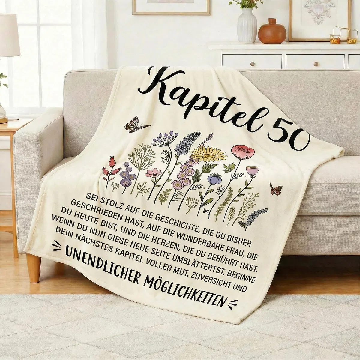 Geschenke zum 50. Geburtstag für Frauen, Flanell-Wohndecke 130 x 150cm, Geschenk für eine 50-jährige Frau, Geschenk für Sie aus dem Jahr 1976, Geburtstagsgeschenke für Damen, Mama, Oma, Ehefrau