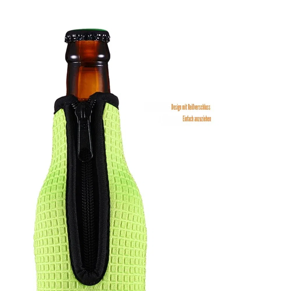 WK ieason Bierflasche Ärmel Isolatoren 12oz 330ml Standard Bierflasche Kühler Abdeckungen Zip-up Flasche Jacke 12OZ Bierflasche Halter rutschfeste dicke Neoprenhüllen 4PC Pack