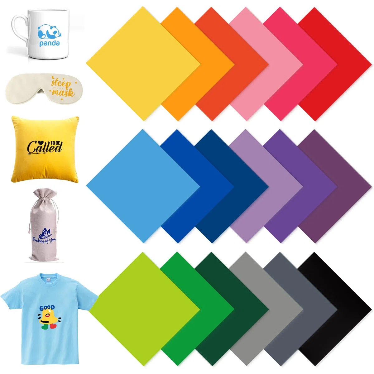 Infusible Transfer Ink Sheets 18 Pieces/Set, Infusible Ink Folie, Fusible Transfer Ink Sheets, Unschmelzbare Transfer-Tintenblätter, Vorgefärbtes Sublimationspapier, Solid Colour, 30.5 x 30.5 cm