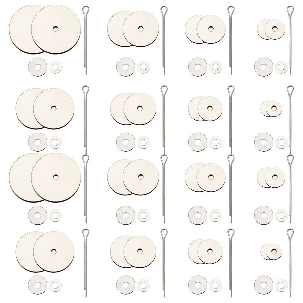 SUPERFINDINGS 180 Stück 8 Größen Holzpuppengelenk Und Faserplatten 8-24mm Drehbare Puppengelenke Splintstift Für Amigurumi Häkelbärpuppen DIY Bastelarbeiten
