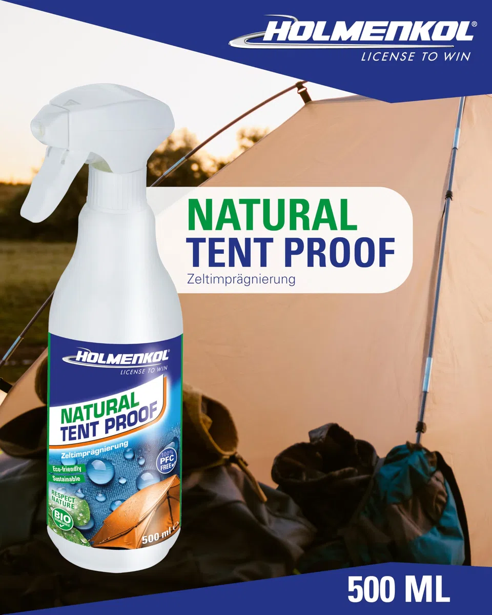 Holmenkol Natural Tent Proof 500ml - Biologisch abbaubares Imprägnierspray für Zelt & Outdoor-Textilien, Wasser- und schmutzabweisende Wirkung, Ideal für Planen, Markisen, Sonnensegel und Rucksäcke