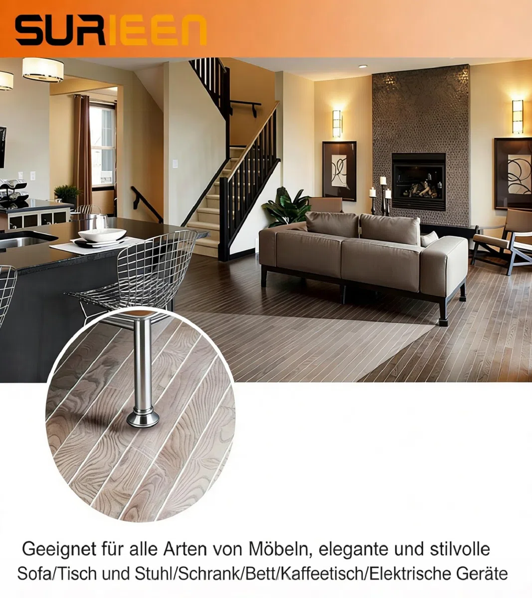 4 Stück Karbonstahl Möbelerhöhung 3 cm Hoch, Selbstklebende Möbelerhöhung, 60x32mm, Möbelfüße zum Kleben, Möbelerhöher für Sofa Couch Tisch Schrank Bett Schreibtisch Erhöhung (Schwarz/Quadrat)