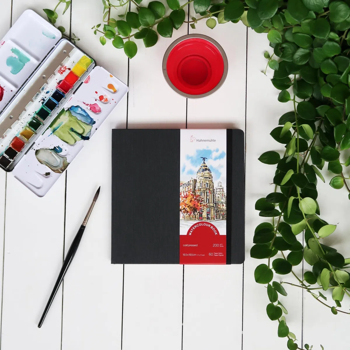 Hahnemühle Aquarellbuch, 200 g/m², feine Körnung, 30 Blatt, naturweiß, DIN A5 Portraitformat