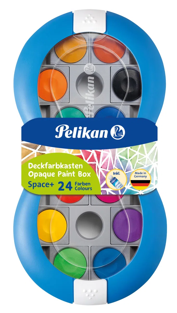 Pelikan Tuschkasten Space+ in blau/weiß inkl. Deckweiß, blau, 24 Farben für brillantes Malen