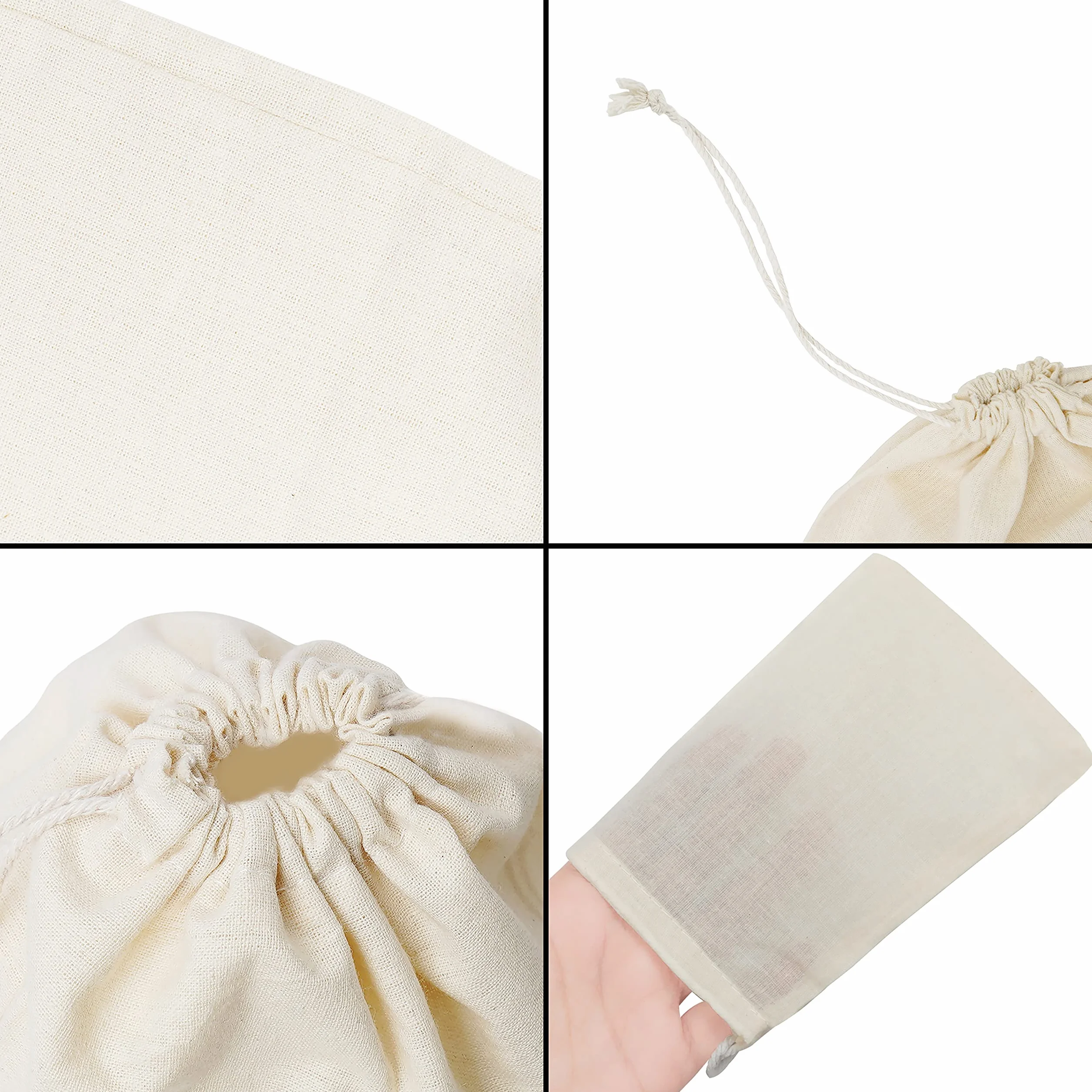 Belle Vous 100er Pack Natur Baumwollbeutel mit Kordelzug - Stoffbeutel Klein 10 x 15 cm - Wiederverwendbare Stoffbeutel zum Bemalen - Hochzeits-, Party- & Bastelbeutel
