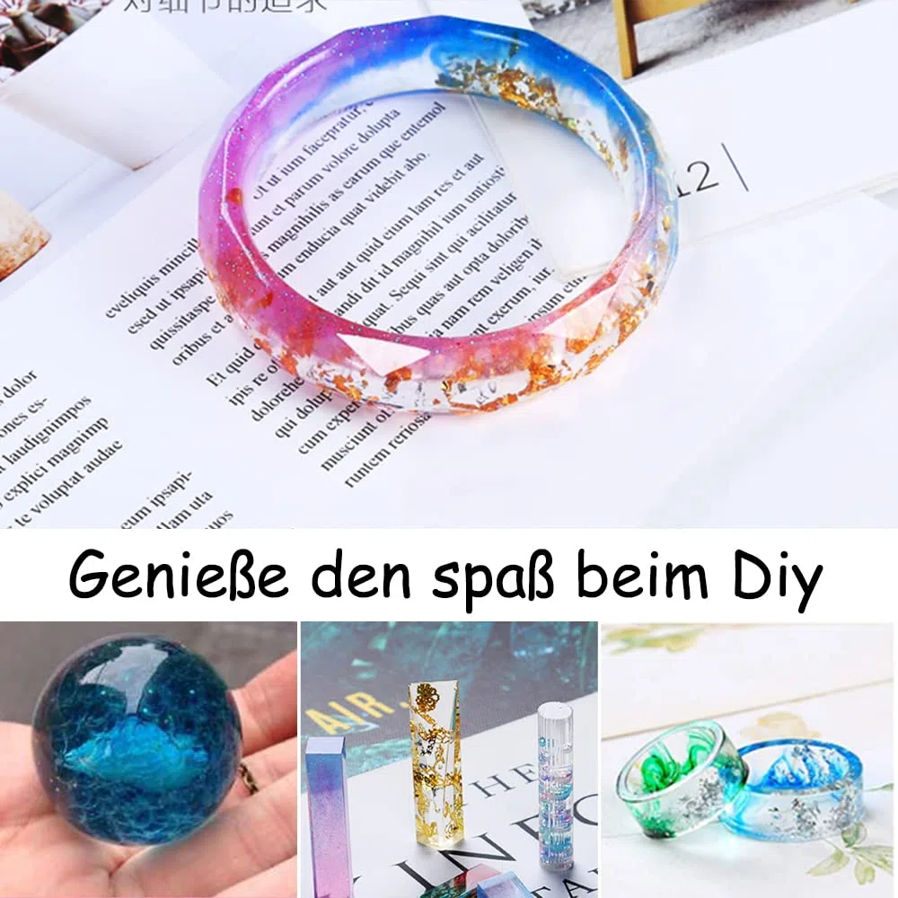Tailcas Epoxidharz-Set Anfänger 200 ml, Epoxidharzformen, Silikonformen, Epoxidharz, Schmuckherstellungsset für Kunst, Handwerk, Schmuckherstellung, mit Messbecher und Strohhalm