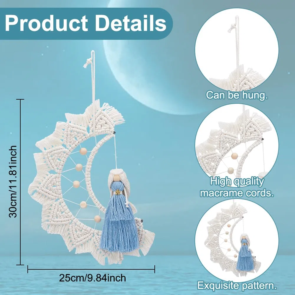 WEBEEDY DIY Makramee Mondpuppen Set Handgefertigte Makramee Mondpuppen Dekoration Mit Schritt Für Schritt Videoanleitung Für Anfänger Und Erwachsene Mondpuppen Wandanhänger Für Zuhause Oder Zimmer