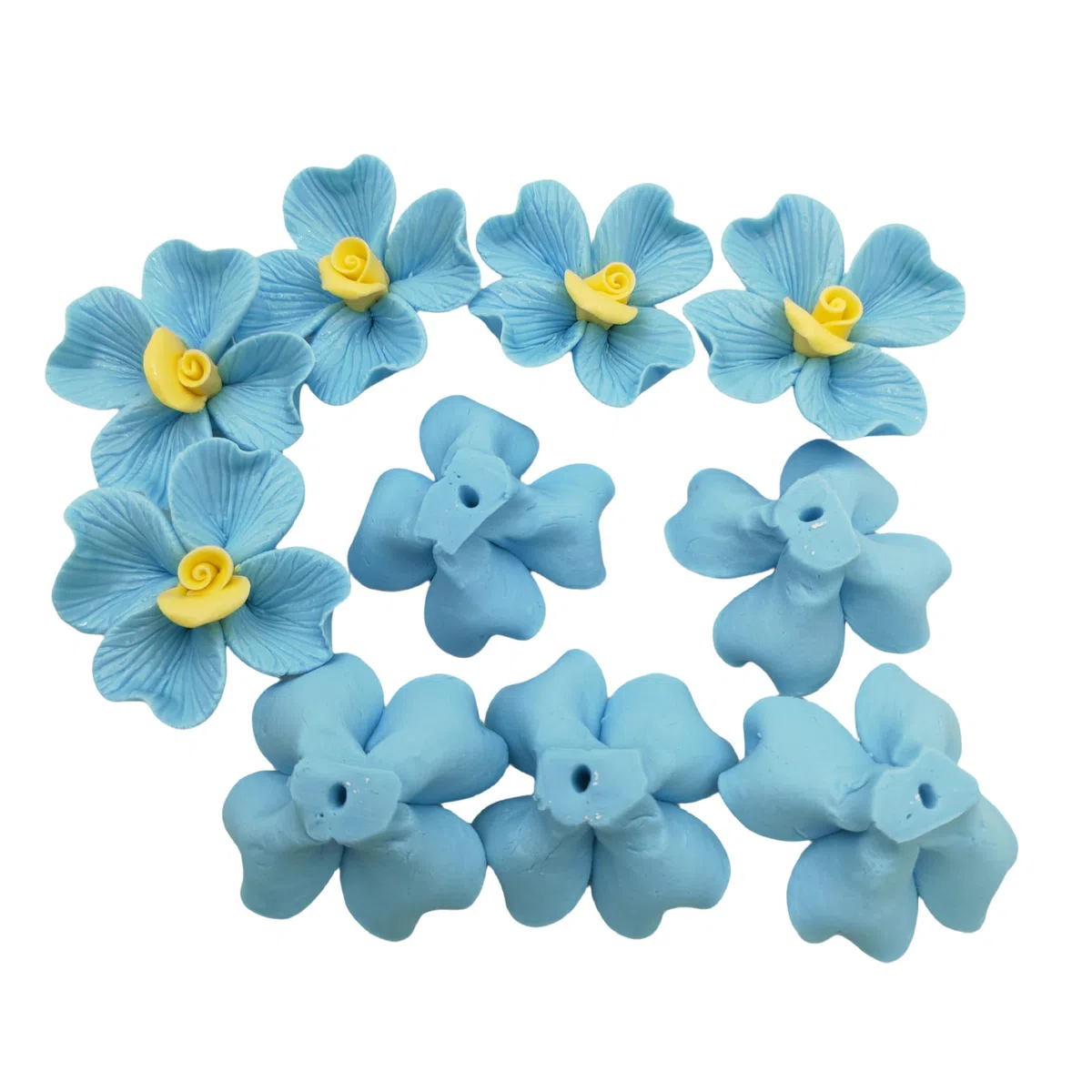 10 STÜCK 3D Blumen Keramikfliesen, 4 CM handgefertigte Porzellan Keramik Blumen für Kunstwerke, Aquarium, Vasen, Wohnzimmer, Esstisch, Büro, häusliche Blumendekoration (einzelblütige blau)