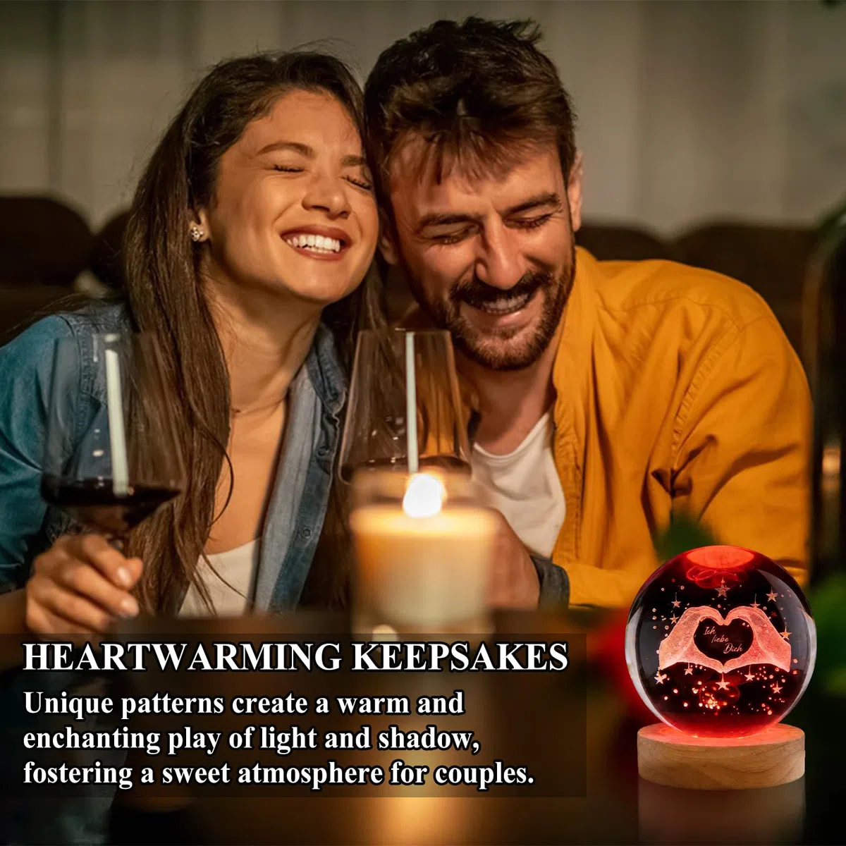 Kristallkugel freundin Geschenke,3D Kristallkugel Nachtlicht,Ich Liebe Dich Geschenke für Freundin Kristall Glaskugel Geburtstagsgeschenk für Frauen Freun-din Hochzeit Valentinstag Geschen-ke