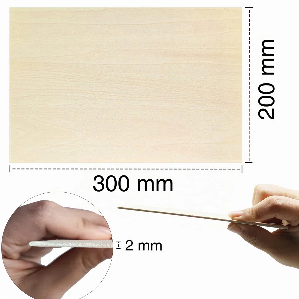 OWLKELA Lindenholz, 10 Stücke 300*200*2mm, Bastelholzplatten - Holzausschnitte zum Basteln, ideal für Laserprojekte, DIY Modell, Kunst und Handwerk, Gemälde