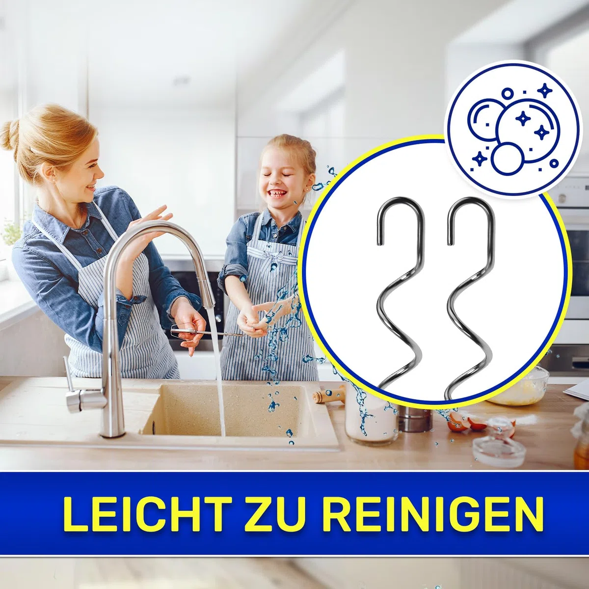 2 Stück Knethaken Handmixer mit Originalcode FS-1000050320 FS1000050320 für Wmf Kult X Handrührgerät - Garantie 10 Jahre - MONTERAL