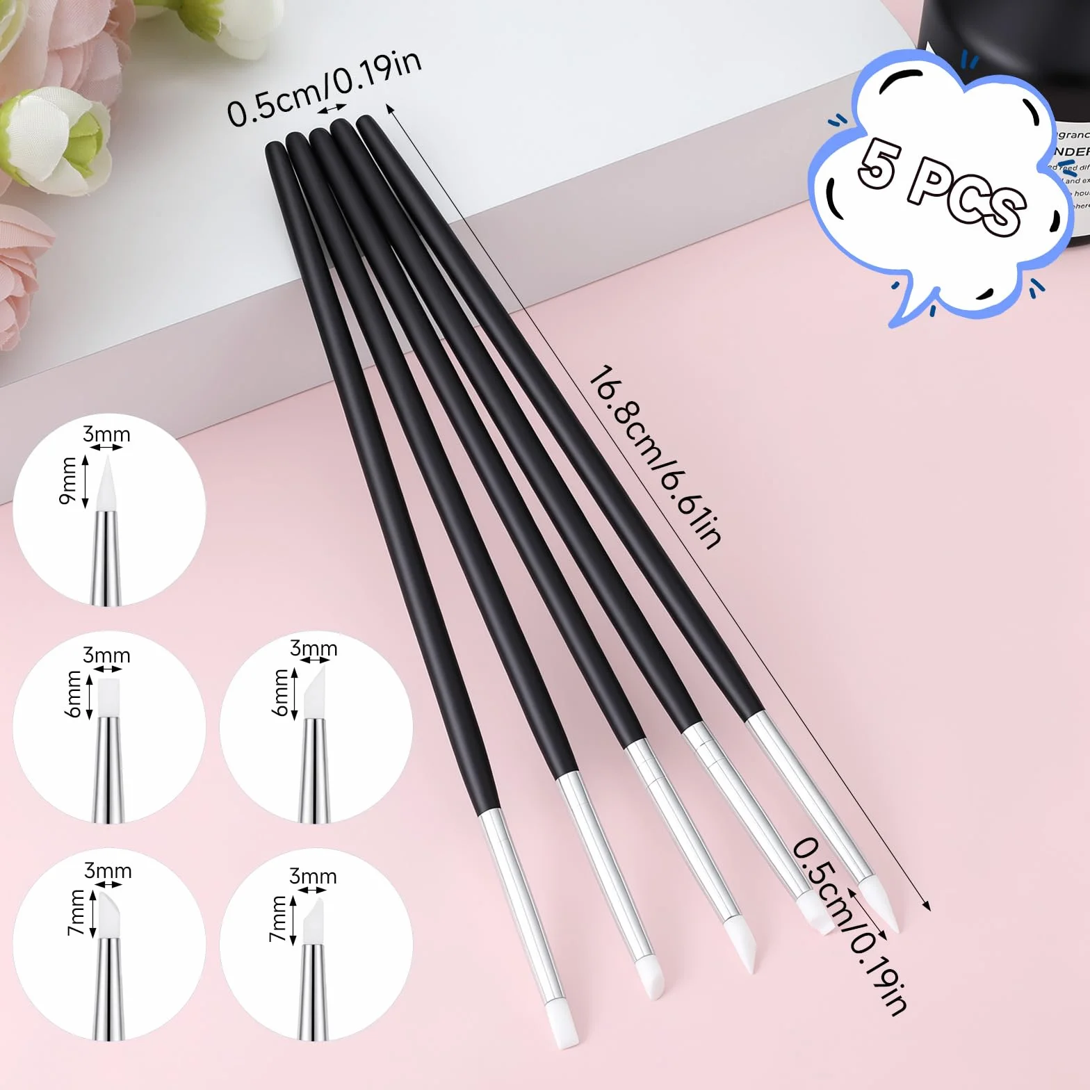 15 Stück Silikonpinsel Malen, Silikon Modellierpinsel Set Malen Nach Zahlen Töpferwerkzeug Dotting Tool Gummipinsel Gel Nägel Silikonstift für DIY Handarbeiten Formen Schnitzen Modellierung