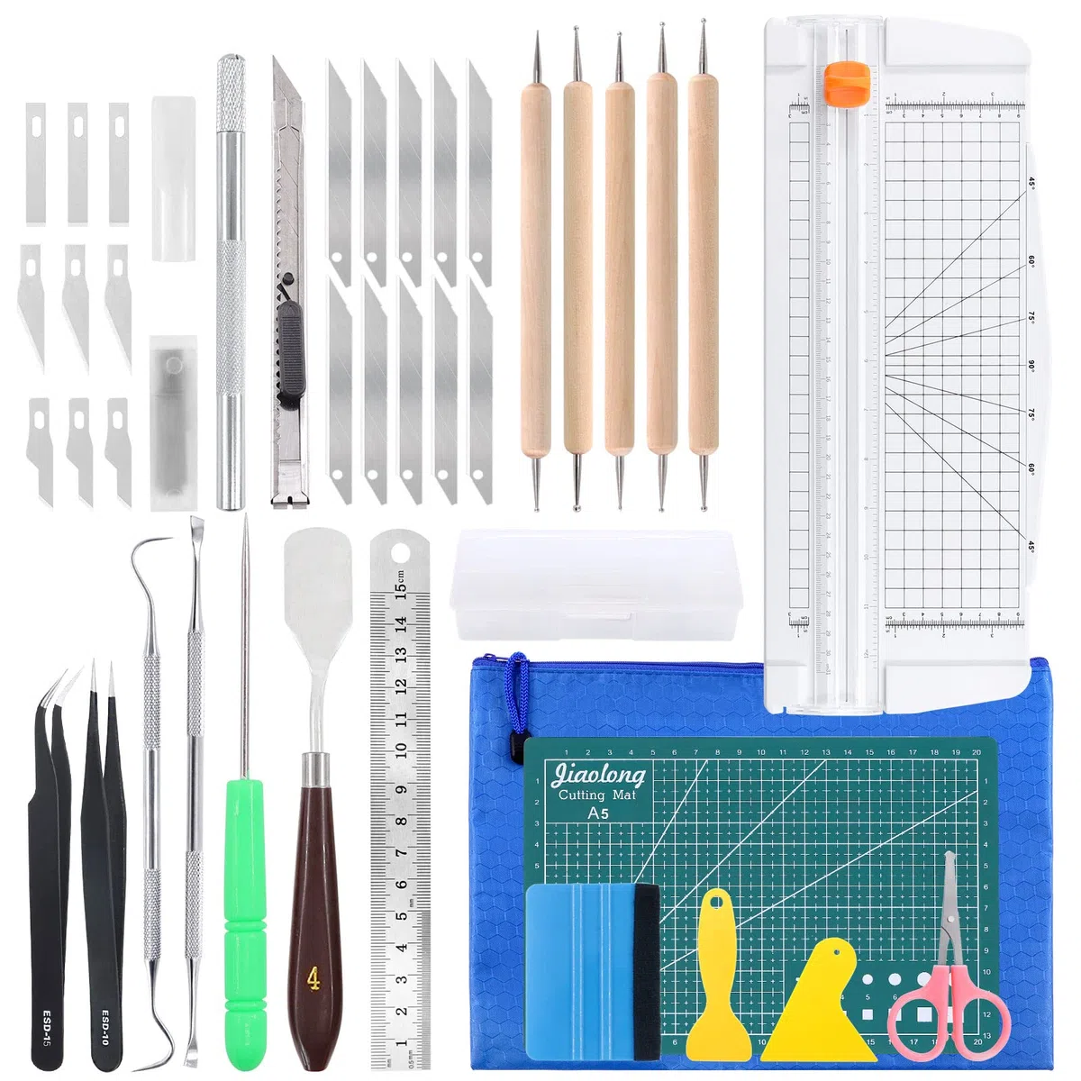 Swpeet Paper Cutter 42Pcs Präzision Handwerk Unkrautbekämpfung Tools Set, einschließlich faltbare kleine Papierschneider, Unkrautbekämpfung Haken, Messer, Schneidematte, Spatel für Vinyl