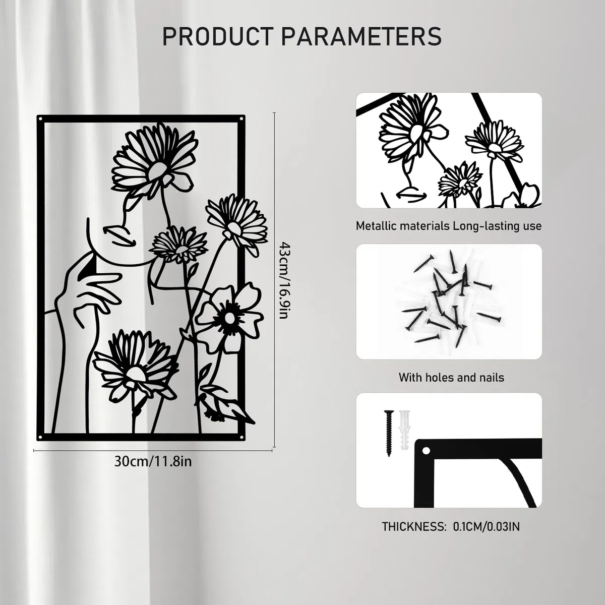 YiYa 3 Stück Wanddeko aus Metall Minimalistische Metall Wandkunst Wanddeko Schwarz Minimalistische Frau Wand Hängen Ästhetisch für Zuhause Wohnzimmer Küche