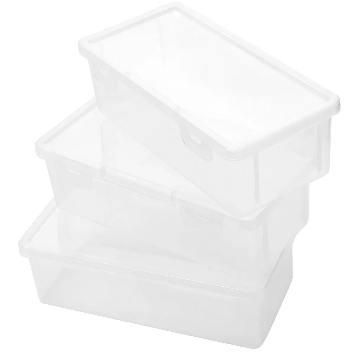 8 Stück Kunststoff Stiftebox Organizer mit Deckel, 19 x 9 x 6 cm Stapelbar Stifteboxen, Transparente Stifte Aufbewahrungsbox Sortierbox für Kleinteile, Schreibwaren, Craftbox