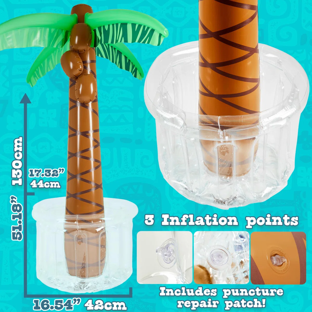 KreativeKraft Eiswürfelbehälter 60L Aufblasbare Palme für Eiswürfel Flaschenkühler Bier Wein für Sommer Party Deko Strand Garten Pool Zubehör