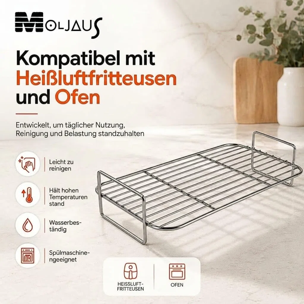 Gitter für Heißluftfritteuse kompatibel mit Ninja Foodi Flexdrawer Dual Air Fryer 10,4L/COSORI Dual Blaze TwinFry 10L Edelstahl S-304 Zubehör für Heißluftfritteuse Lebensmittelecht
