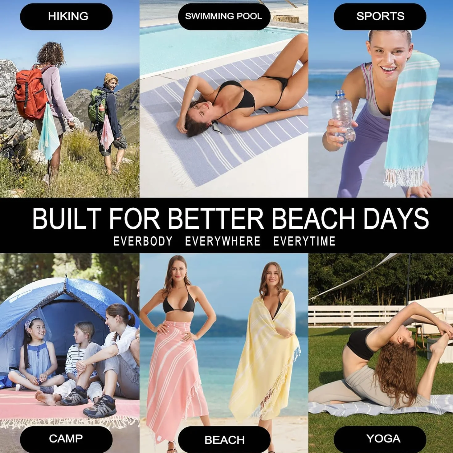 Strandtuch Strandhandtuch Hamamtuch Strandtücher Beach Towel xxl Groß Strand Zubehör Strandlaken Damen Herren Hammam Tuch Strandhandtücher Strandzubehör Strandbadetuch Grau Geschenke für Frauen Männer