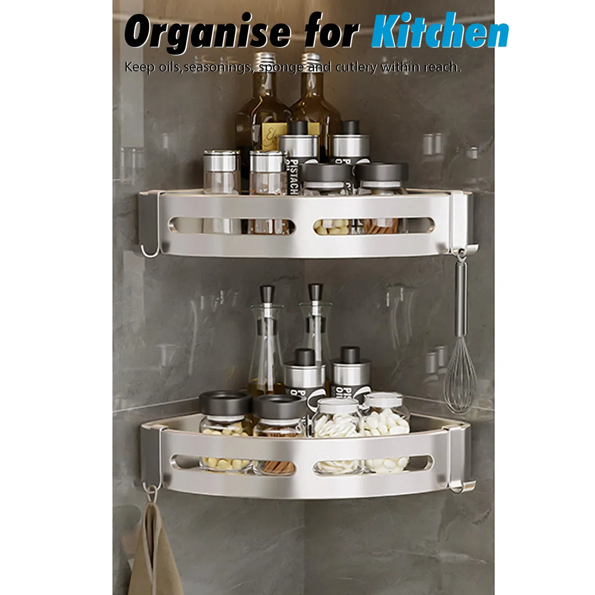 Duschablage Duschregal Ecke Ohne Bohren Duschkorb Wandmontage Klebepad Silber Aluminium 2 Stück Duschgel Shampoo Halterung Eckablage Eckregal für Dusche Bad Küche