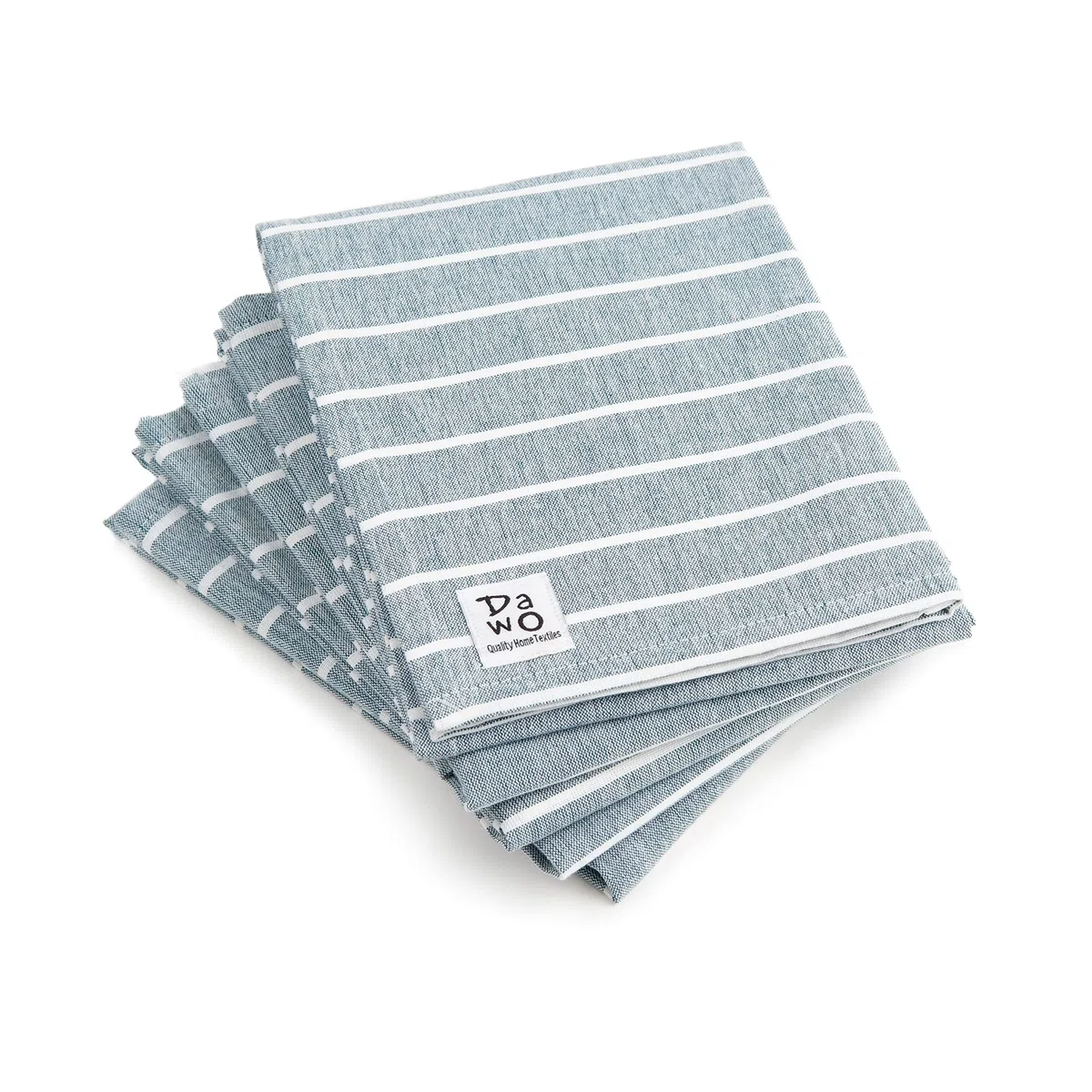 DaWo 5er-Set Geschirrtücher/Küchentücher aus 100% Baumwolle mit Aufhänger | Öko-Tex Standard | weitere Farben erhältlich | 50x70 cm | stark mit 200g/m2 (Petrol (Streifen positiv))