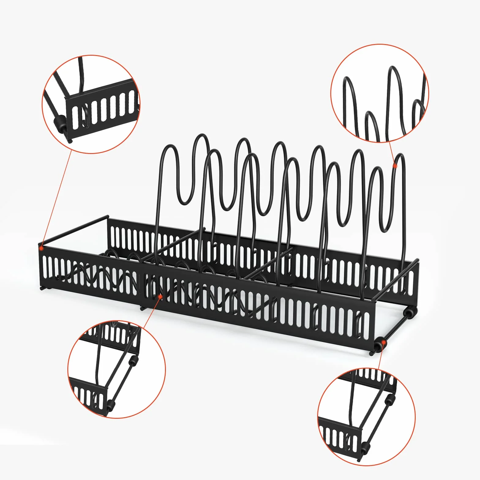pfannenhalter, 10 Etagen pfannen, topf organizer, topfdeckel aufbewahrung, topfdeckelhalter, schneidebrett organizer, pfannenhalter für schrank, schublade
