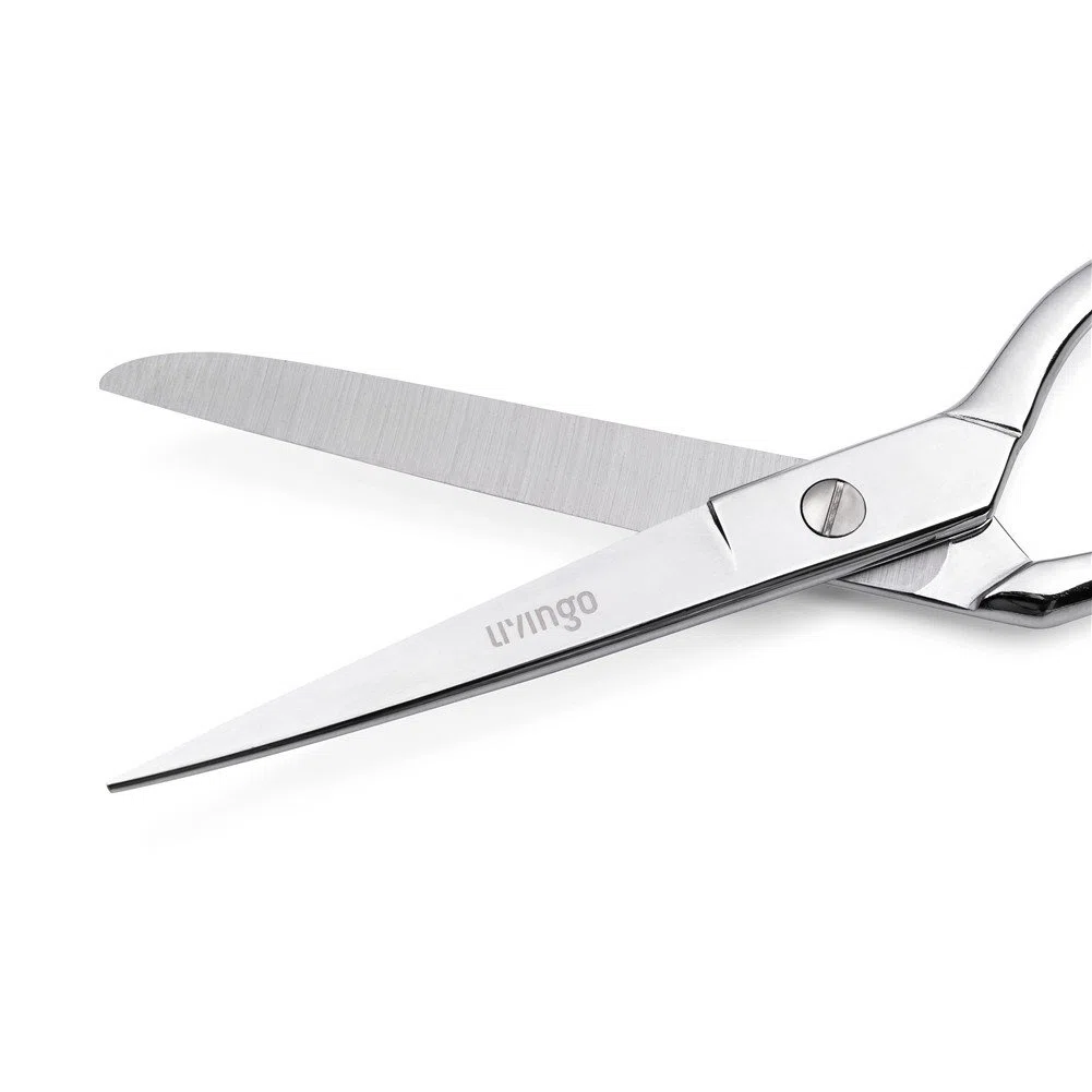 LIVINGO Professionelle robuste Schneider-Stoffschere, Schneider, Nähen, klassisch, Edelstahl, ultra-scharf, geschmiedete Schere, gebogen, A-Silber