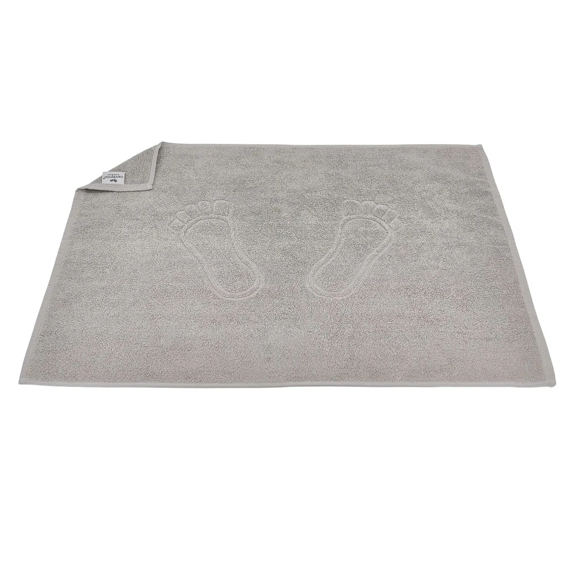 Carenesse 2er Set Badvorleger mit Fußabdruck 50 x 70 cm grau I Saugstarke Badematte aus Baumwolle: Premium Hotelqualität Öko-Tex 100 I Badematten Set kurzflorig I Duschvorleger dick & fusselfrei
