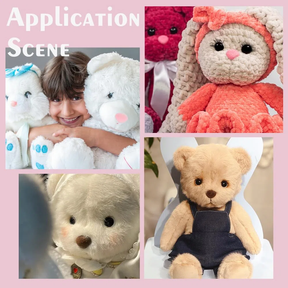 PH PandaHall 45 Stück Flockige Sicherheitsnasen 6 Größen Herz und Dreiecksnasen Rosa Schwarz Handwerks und Häkelnasen Braune Samtnasen für Stofftiere Mit Scheiben für Amigurumi Handwerk Häkeln