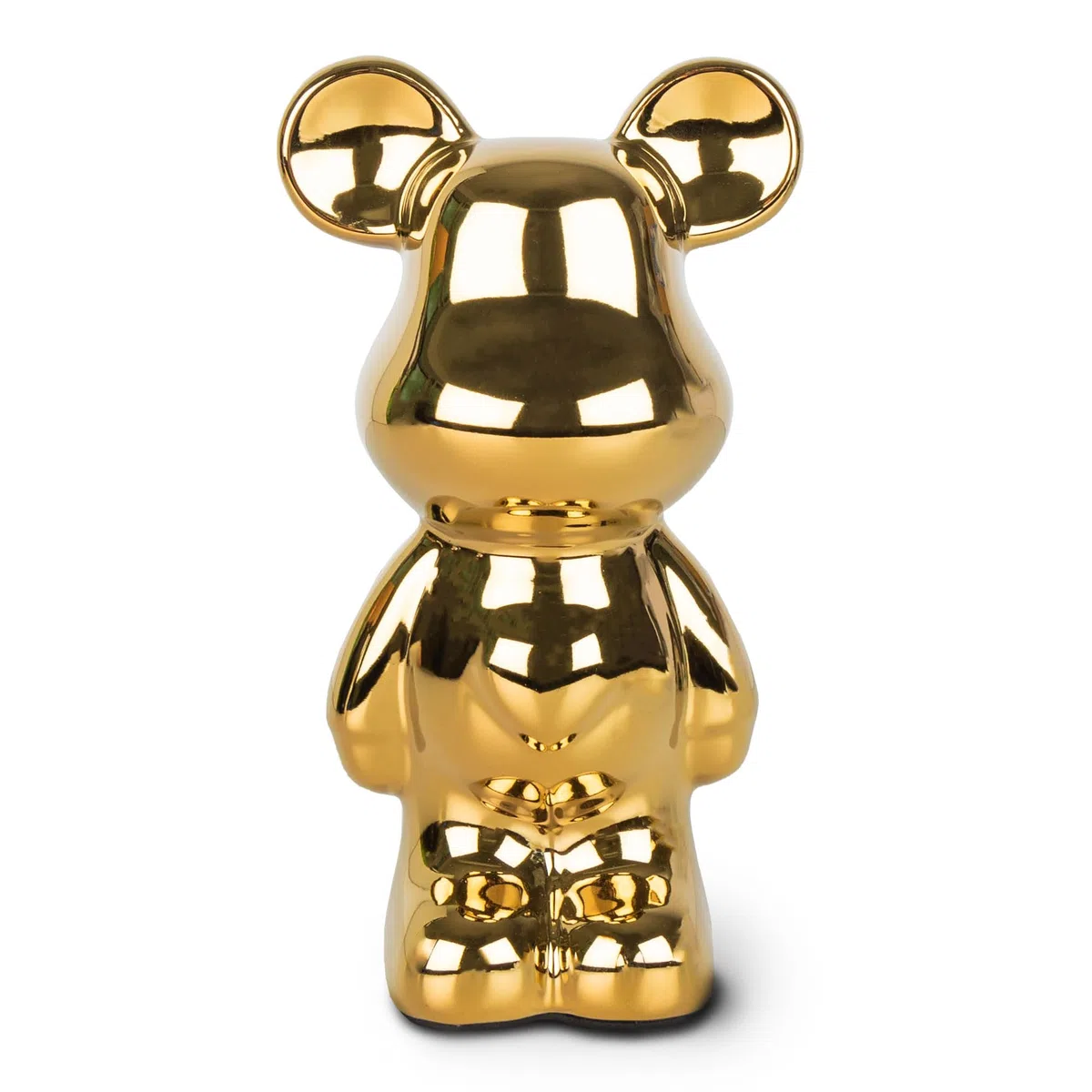 Bär-Statue aus Keramik – Hochglänzende Oberfläche in edlem Gold, 18 cm hoch, dekorative Skulptur mit metallischem Glanz für Wohnzimmer, Bücherregale und Sideboards