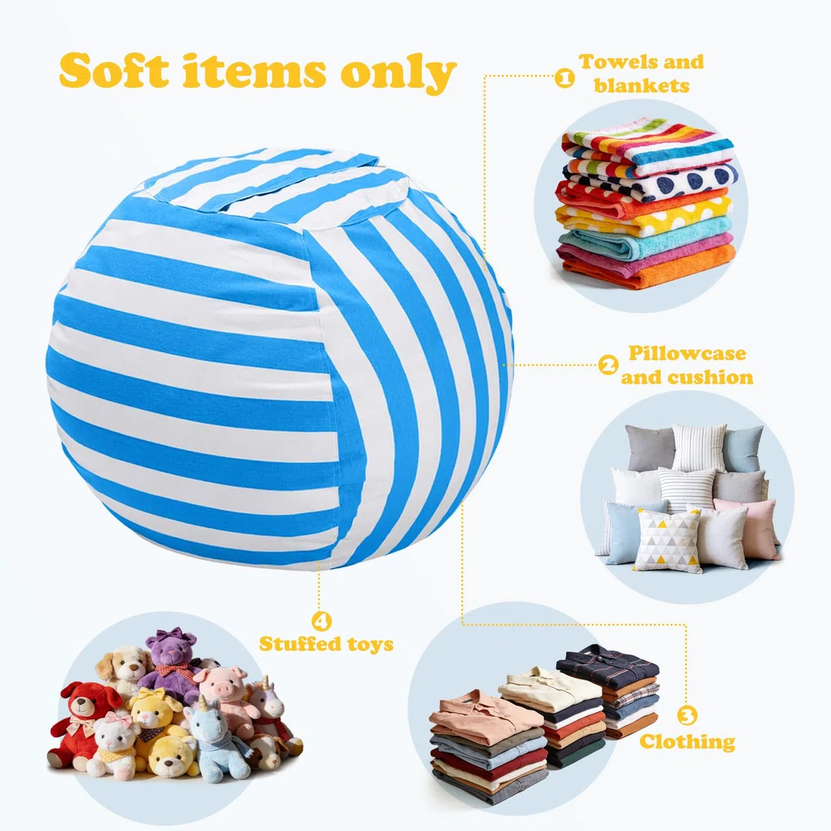 38" Sitzsack Kinder, Extra Groß Stofftier Kuscheltier Aufbewahrung, Bequemer Sitzsack Canvas für Schlafzimmer, Kinderzimmer, Spielzimmer(Lila)