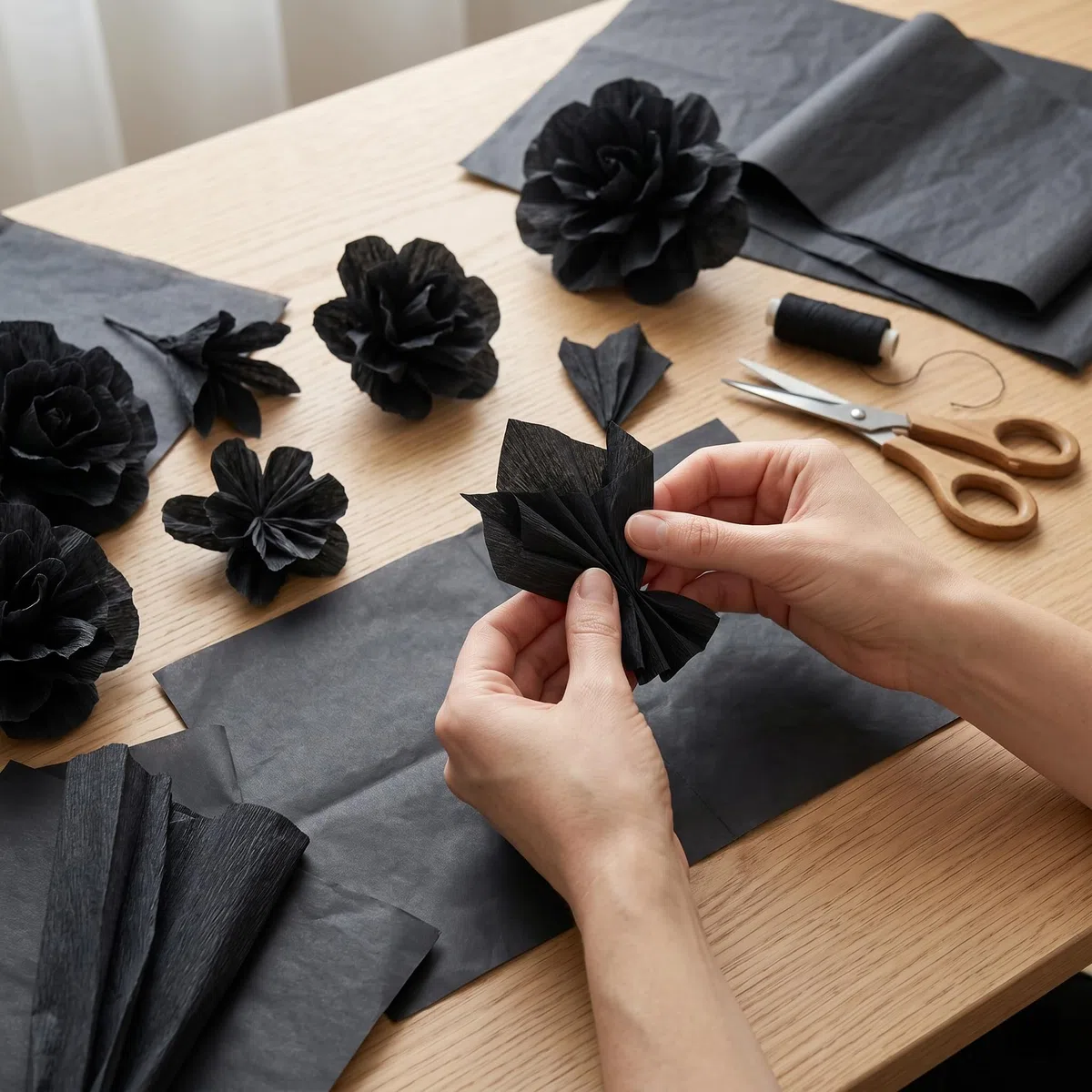 CHUENKUK 228 Blätter 50 x 70cm Schwarz Seidenpapier, 6 Packungen Seidenpapier Verpackungsmaterial, Packseide Tissue Paper für Geschenkpapier Füller, Blumen, Kunsthandwerk und DIY Basteln Verpacken