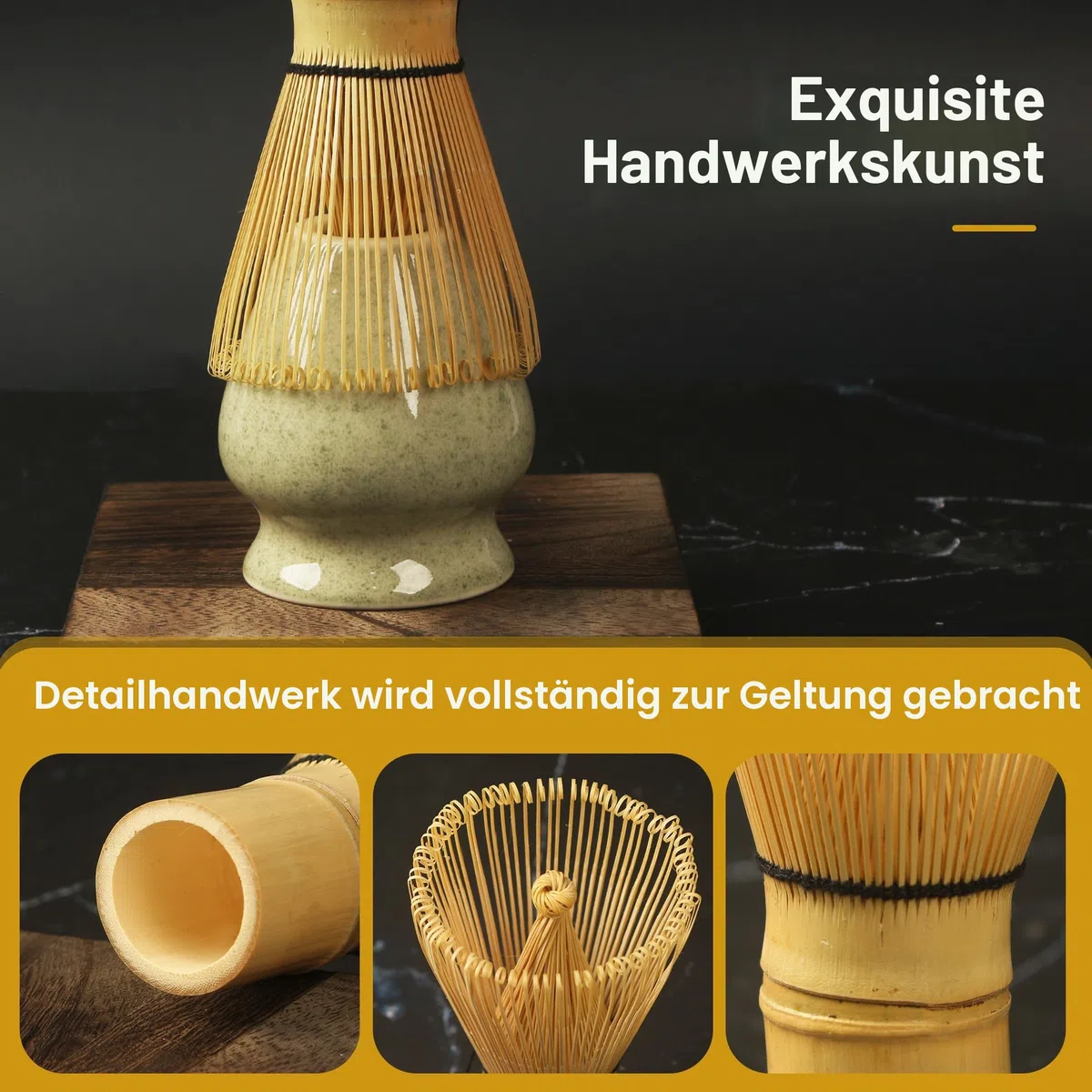 Matcha-Set,8 Piece Matcha Besen Set,Matcha Schale mit Auslauf Japanisches Matcha Tea Set Matcha Besenhalter, Sieb, Schaufel, Tea Set,Teetuchunterlage,Für Teeliebhaber Anfänger