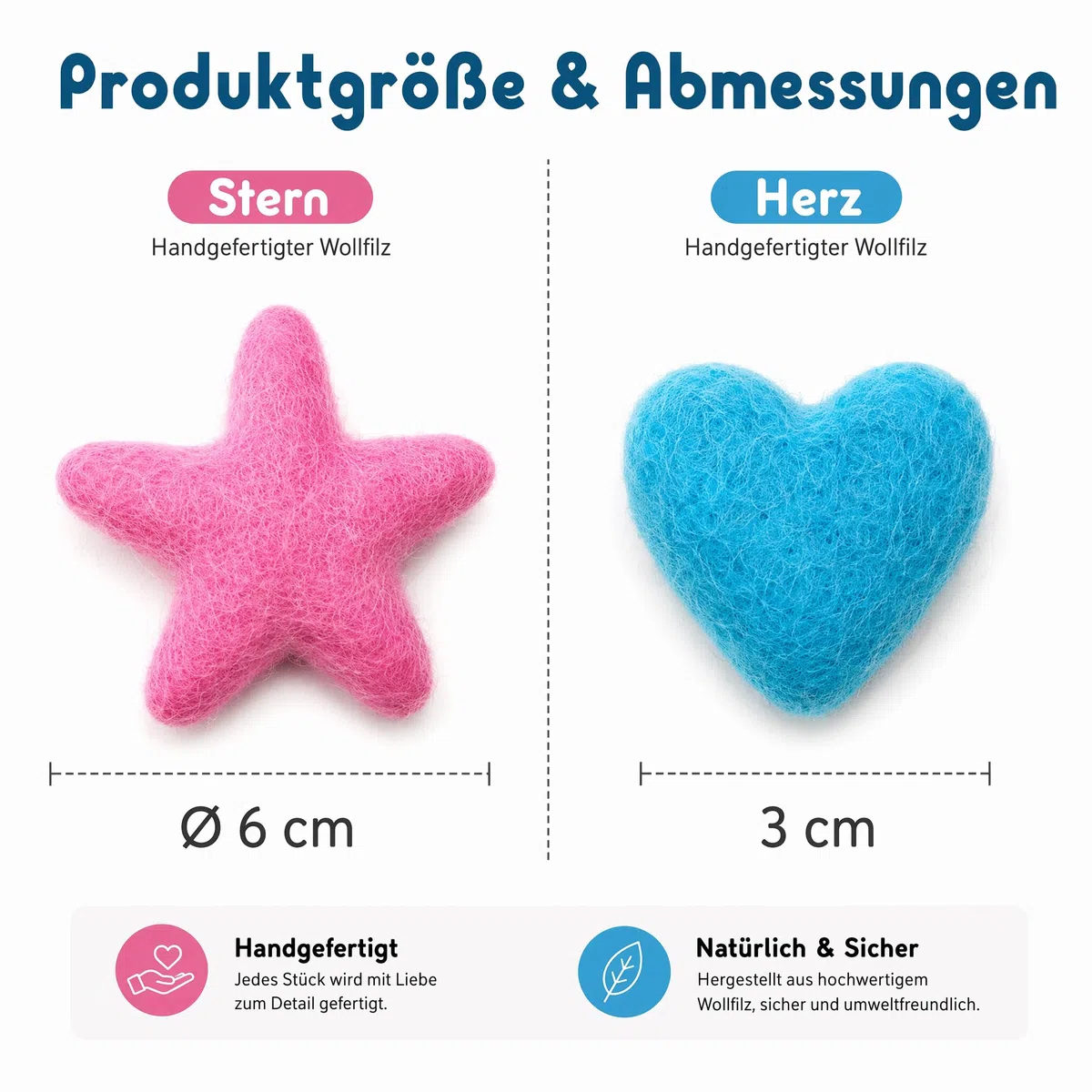 10 Stück Wollfilzkugeln Sternform Herzen aus Filz Niedliche Wollperlen DIY Filzkugeln Handgefertigte Nähen Pom Poms für DIY Heimdekoration Party Requisiten Fotografie Gelb 6cm Stern
